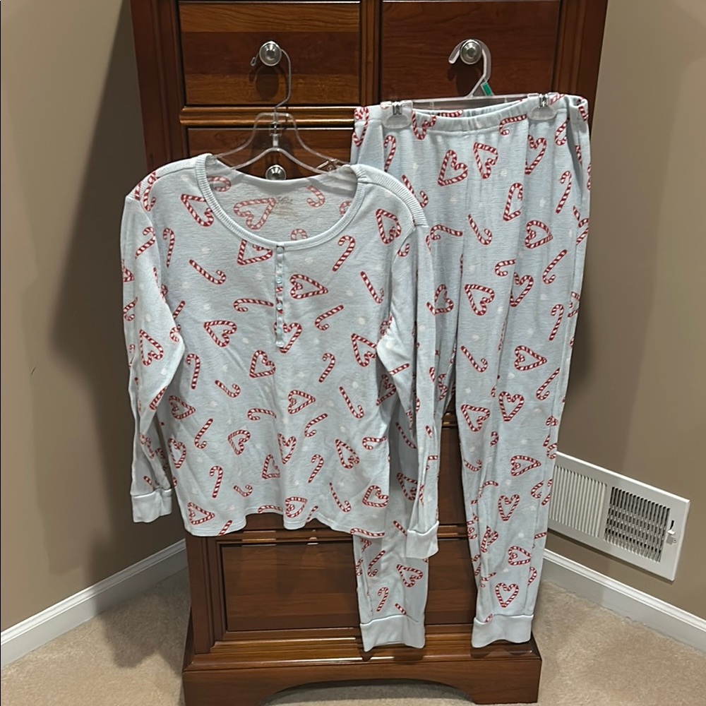 Justice girls Candy Cane Pajama set, size 20 Plus, waffle weave, 100% polyester